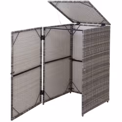 Abri de poubelle extérieur conteneur à ordures en rotin poly gris 120 litres Pour poubelles d'une capacité maximale de 120 li ...
