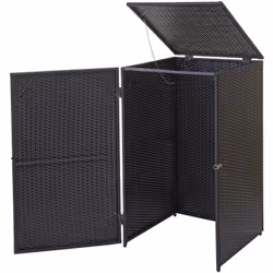 Abri de poubelle extérieur conteneurs à ordures en rotin poly noir 120 litres Pour poubelles d'une capacité maximale de 120 l ...