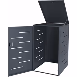 Abri de poubelles extérieur conteneurs à ordures extensible pour une poubelle avec couvercle 116,5x66x80 cm en acier anthraci ...