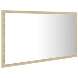 Helloshop26 - Miroir led de salle de bain 80 x 8,5 x 37 cm acrylique chêne