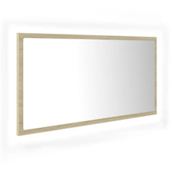 Helloshop26 - Miroir led de salle de bain 90 x 8,5 x 37 cm acrylique chêne