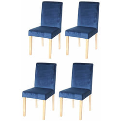 Lot de 4 chaises de salle à manger / cuisine en tissu velours bleu pétrole CDS04511