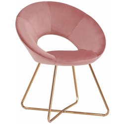 Fauteuil chaise lounge design en velours rose pieds en métal FAL09051
