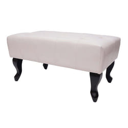 Tabouret repose pieds Ottoman Chesterfield avec motif diamant 39x77x47cm PVC creme 04_0003737