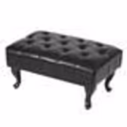 Tabouret pouf repose-pieds - Noir - Baroque - 39x77x47 cm - Cuir artificiel - Charge max 125 kg