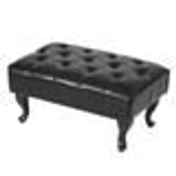 Tabouret pouf repose-pieds - Noir - Baroque - 39x77x47 cm - Cuir artificiel - Charge max 125 kg