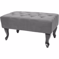 Tabouret repose-pieds Chesterfield capitonné en tissu hydrofuge 39x77x47cm gris foncé Avec motif en losange Rivets décoratifs ...