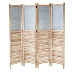 Paravent - Décoshop26 - 4 Panneaux - Bois et Métal - 170x160x2cm - Pliable et Magnétique