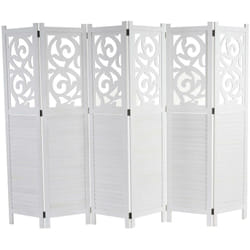 Décoshop26 - Paravent 6 panneaux séparateur de pièce pliable 170x240cm en bois blanc 040003945