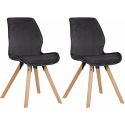 Lot de 2 chaises de salle à manger en velours gris foncé style scandinave pieds bois CDS101125