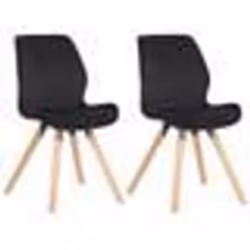 Chaises de salle à manger - CDS - Lot de 2 - Velours noir - Style scandinave - Pieds en bois