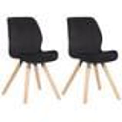 Chaises de salle à manger - CDS - Lot de 2 - Velours noir - Style scandinave - Pieds en bois