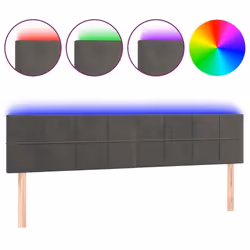 Tête de lit - Non spécifié - 200 cm - Velours gris foncé - LED intégrée - Design contemporain