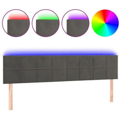 Tête de lit - Non spécifié - 200 cm - Velours gris foncé - LED intégrée - Design contemporain