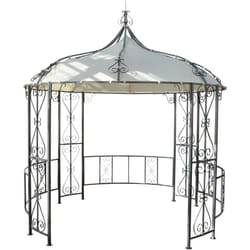Pergola pavillon arche de jardin rond tonnelle chapiteau tente de réception cadre en acier robuste ø 3m crème 040004059