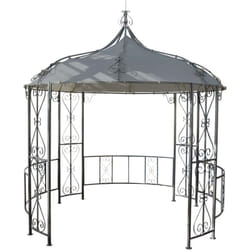 Pergola pavillon arche de jardin rond tonnelle chapiteau tente de réception cadre en acier robuste ø 3m gris clair 040004061