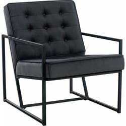 Décoshop26 - Fauteuil lounge en velours gris et cadre métallique capitonné design minimaliste FAL10546