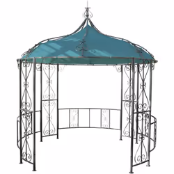 Pergola pavillon rond pavillon de jardin, structure acier stable Ø 3m turquoise Quoi de plus agréable qu'un coin détente au s ...