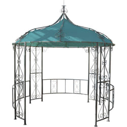 Pergola pavillon arche de jardin rond tonnelle chapiteau tente de réception cadre en acier robuste ø 3m turquoise 040004063