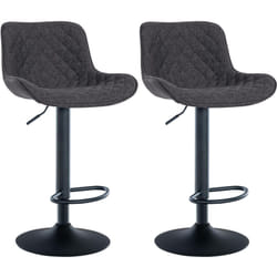 Lot de 2 tabourets de bar réglable et pivotant assise en tissu noir pieds métal noir TDB10611