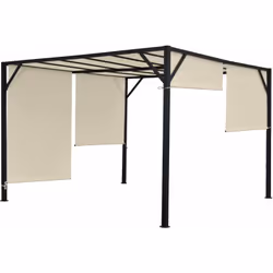 Pergola toit de terrasse pavillon de jardin, structure stable en acier 6cm + toit ouvrant 4x4m Quoi de plus agréable qu'un co ...