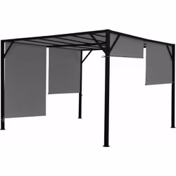 Pergola toit terrasse pavillon de jardin, structure acier stable 6cm + toit ouvrant gris 4x3m Quoi de plus agréable qu'un coi ...