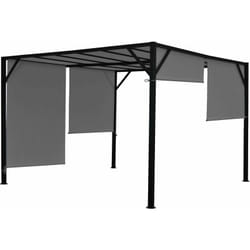 Pergola arche pavillon de jardin terrasse auvent structure acier stable 6cm + toit ouvrant gris 4x4m 040004067