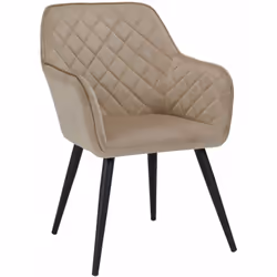 Fauteuil lounge / chaise de salle à manger en tissu velours beige pieds métal Design retro Assise en tissu (velours) Pieds en ...