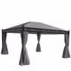 Pergola pavillon - Jardin - 4x3m - Cadre stable 7cm - Paroi latérale - Moustiquaire gris