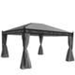Pergola pavillon - Jardin - 4x3m - Cadre stable 7cm - Paroi latérale - Moustiquaire gris