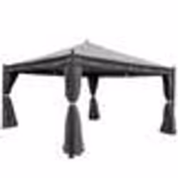 Pergola gazebo de jardin - Non spécifié - 4x4m - Cadre stable 7cm - Paroi latérale - Moustiquaire gris