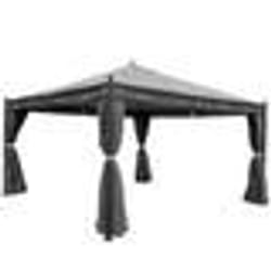 Pergola gazebo de jardin - Non spécifié - 4x4m - Cadre stable 7cm - Paroi latérale - Moustiquaire gris