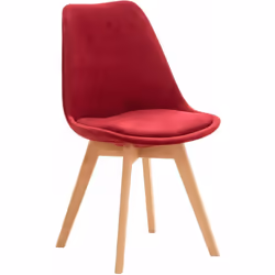 Chaise de salle à manger design scandinave en tissu velours rouge pieds bois clair Cette chaise au design unique se fondera d ...