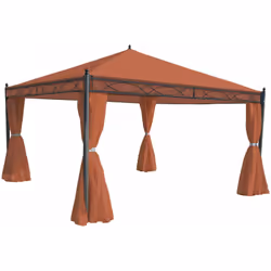 Pergola tonnelle pavillon de jardin, cadre stable 7cm avec paroi latérale Terracotta-brun 4x4m Profitez de votre temps à l'om ...