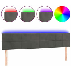Tête de lit accessoire couchage chambre à coucher meuble à led 160 x 5 x 78/88 cm tissu velours gris foncé TDL0201118