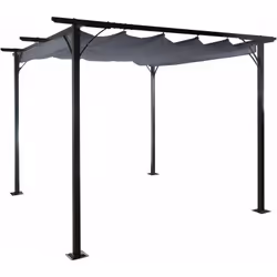 Pergola gazebo de jardin cadre stable 6cm + toit ouvrant 3,5x3,5m gris Quoi de plus agréable qu'un coin détente au soleil ? M ...