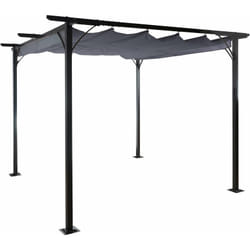 Pergola gazebo de jardin cadre stable 6cm + toit ouvrant 3,5x3,5m gris 040004113