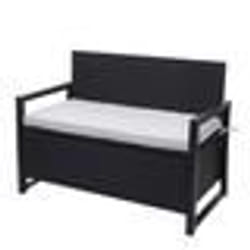 Banc de jardin - Anthracite - 2 places - Polyrotin - Compartiment de rangement - Housse déperlant