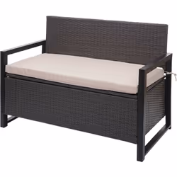 Banc de jardin 2 places en polyrotin gris coffre de rangement coussin d'assise beige Que ce soit dans votre jardin, sur votre ...