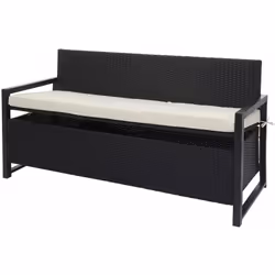 Banc de jardin 3 places en polyrotin anthracite coffre de rangement avec coussin d'assise crème Que ce soit dans votre jardin ...