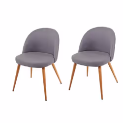 Lot de 2 chaises de salle à manger gris fonce pieds en bois style retro