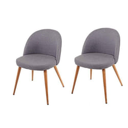 Lot de 2 chaises de salle à manger gris fonce pieds en bois style retro