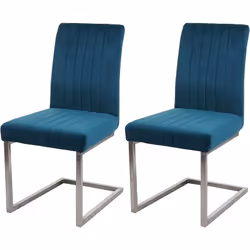 Lot de 2 chaises de salle à manger chaise de conférence en acier inoxydable brossé velours bleu turquoise Cette chaise au des ...