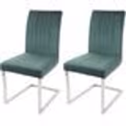 Chaises de salle à manger - Ydable - Lot de 2 - Acier inoxydable - Velours vert - Design moderne