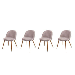Lot de 4 chaises de salle à manger tissu velours gris brun pieds en bois style retro