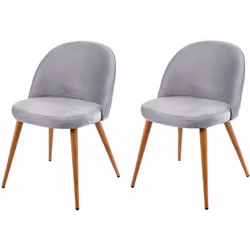 Lot de 2 chaises de salle à manger en tissu velours gris clair design rétro Tissu velours: (100% polyester) Pieds en bois Cou ...
