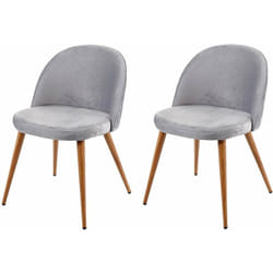 Lot de 2 chaises de salle à manger tissu velours gris clair en bois style rétro CDS04418