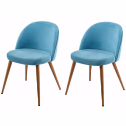 Lot de 2 chaises de salle à manger en tissu velours bleu turquoise design rétro Tissu velours: (100% polyester) Pieds en bois ...