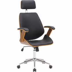 Fauteuil de bureau sur roulettes en bois et synthétique noir hauteur réglable et pivotant Conçue dans un mélange subtile et h ...