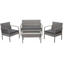 Décoshop26 - Salon de jardin en polyrotin gris pour balcon jardin terrasse jardin coussins gris foncé 040004213